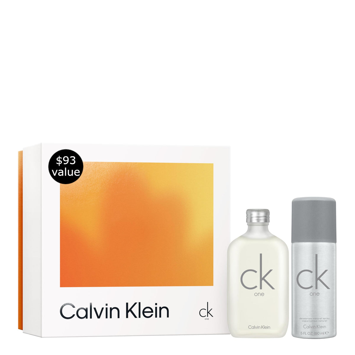 Calvin Klein CK One Eau de Toilette 2-Piece Gift Set ($93 Value) – 3.3 oz EDT  5 oz Deodorant – With Notes of Green Tea – Long-Lasting Unisex Fragrance(8.3 Fl Oz)