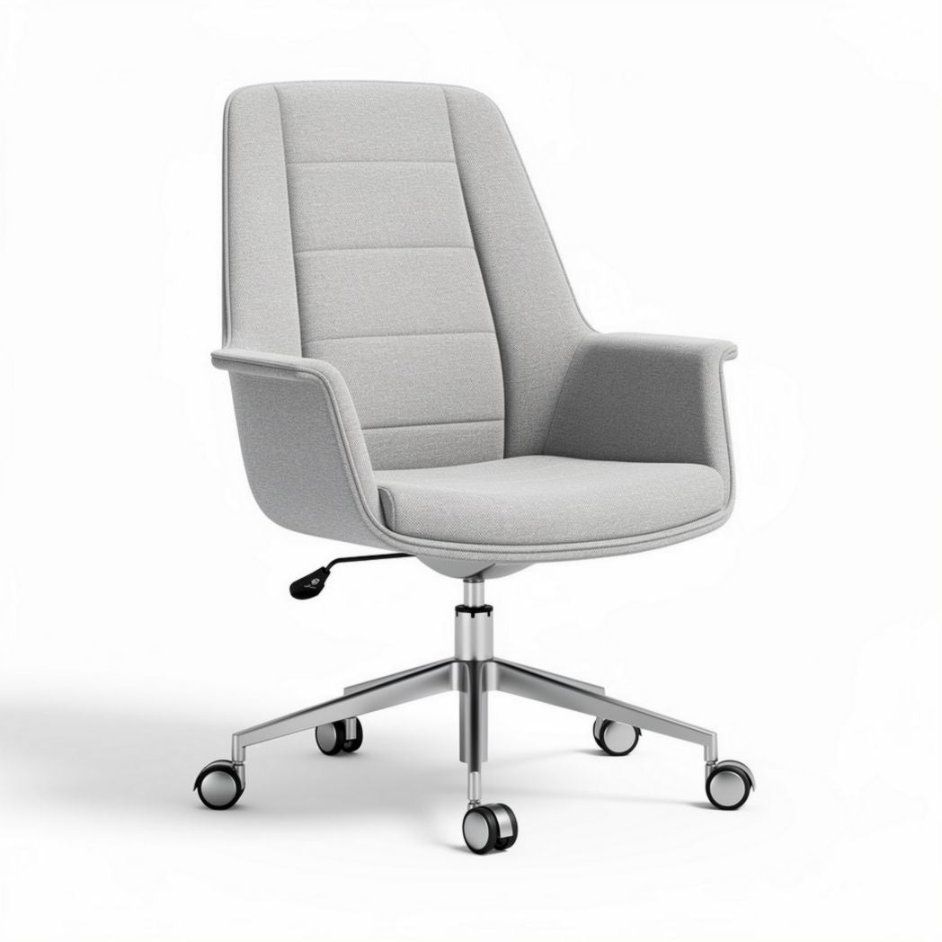 Gray fabric swivel office chair with metal base and casters 60 x 60 x 90cm