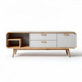 Modern wooden media console with gray finish and ample storage 120 x 40 x 50cm