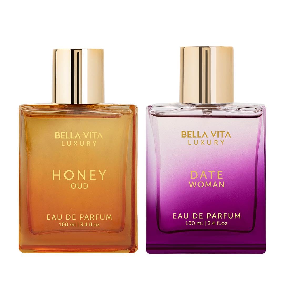 The Sweet Spot by BellaVita Luxury | 2x100ml Perfumes | Honey Oud  Date Woman | Perfume for Men  Women | Long Lasting Fragrance | EDP(6.8 Fl Oz)