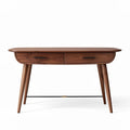 Walnut wood desk with two drawers and tapered legs 150 x 70 x 75cm