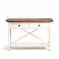Wood and metal console table with two drawers and open shelf 120 x 40 x 75cm