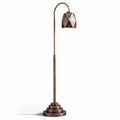 Antique brass floor lamp with geometric shade and adjustable height 30 x 30 x 150cm