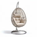 Hanging rattan egg chair with cushions beige 110 x 85 x 120cm