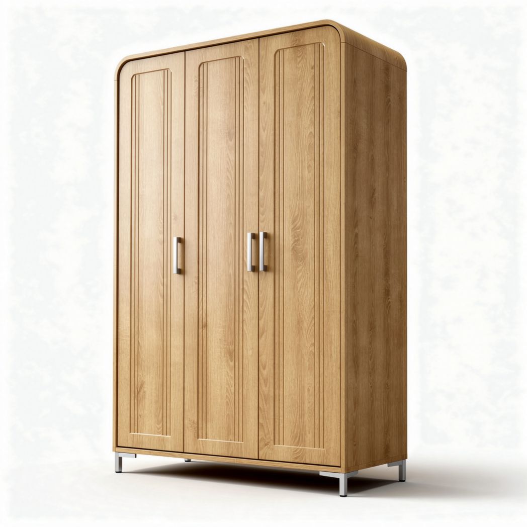 Wooden wardrobe with three doors and metal legs 180 x 120 x 50cm