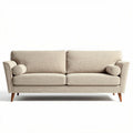Fabric sofa with rounded arms and wooden legs 180 x 85 x 80cm beige color