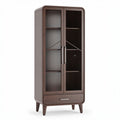 Glass display cabinet with wooden frame and storage drawer 80 x 40 x 180cm