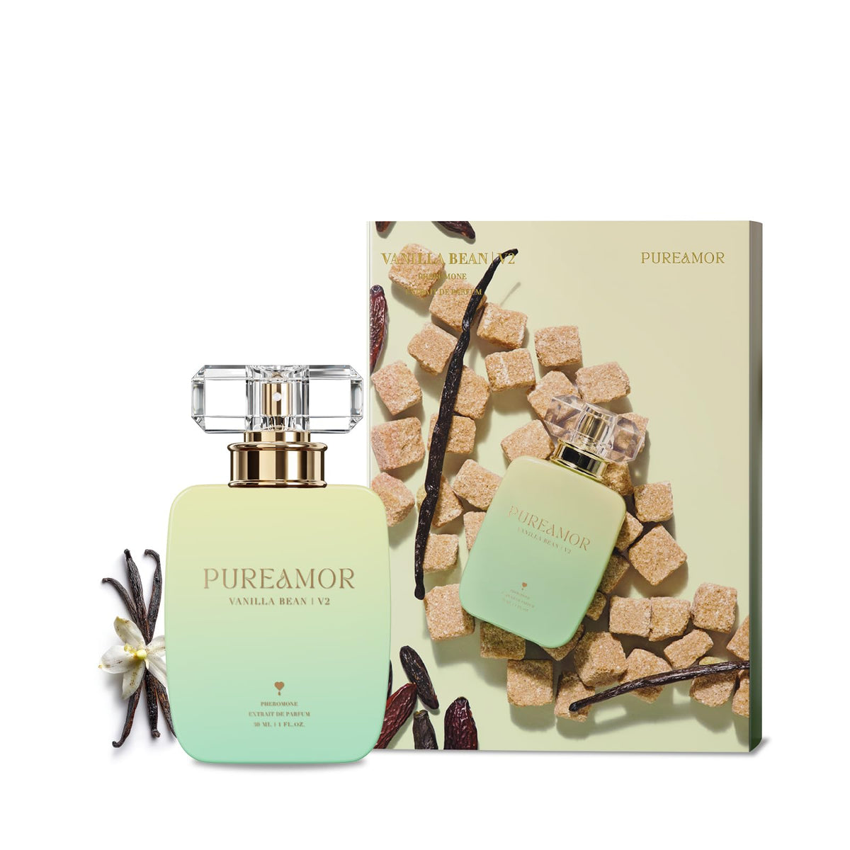 PUREAMOR Pheromone Perfume for Women, Vanilla Bean Extrait de Parfum - Long Lasting Warm Gourmand Vanilla Scent, 30% High Concentration, Full Size Fragrance Spray, 1.0 oz / 30 ml(1 Fl Oz)