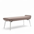 Modern upholstered bench in beige with chrome legs 150 x 50 x 40cm