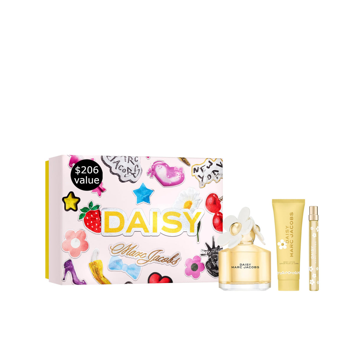 Marc Jacobs Daisy Eau de Toilette 3-Piece Gift Set ($206 value)- EDP 3.3oz, Shower Gel 2.5oz, Travel Spray 0.33oz – With Notes of Wild Berries -Radiant Floral Women's Perfume(6.1 Fl Oz)