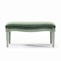 Green velvet bench with wooden legs for living room use 80 x 40 x 30cm