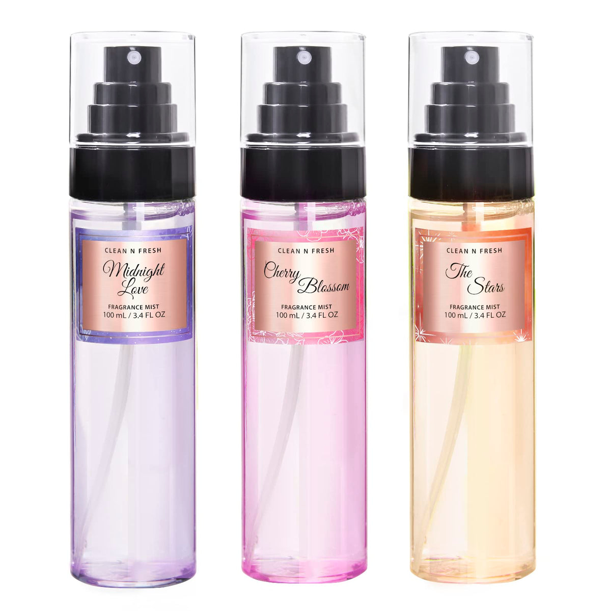 Clean-n-Fresh Body Spray for Women, Body Mist, Fragrance Mist Gift Sets, Pack of 3, Each 3.4 Fl Oz, Total 10.2 Fl Oz, Cherry Blossom(3.4 Fl Oz)