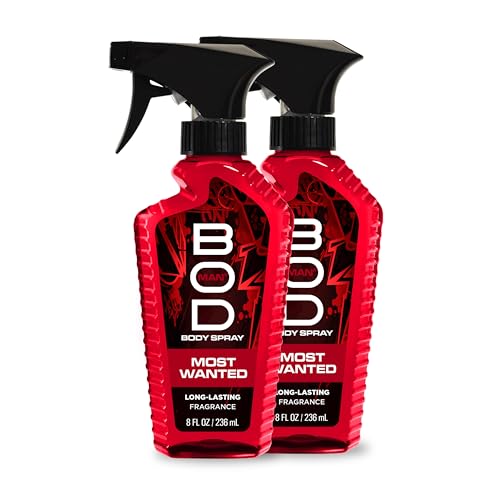 BOD man Fragrance Body Spray, Most Wanted, 8 fl oz (Pack of 2)(16 Fl Oz)