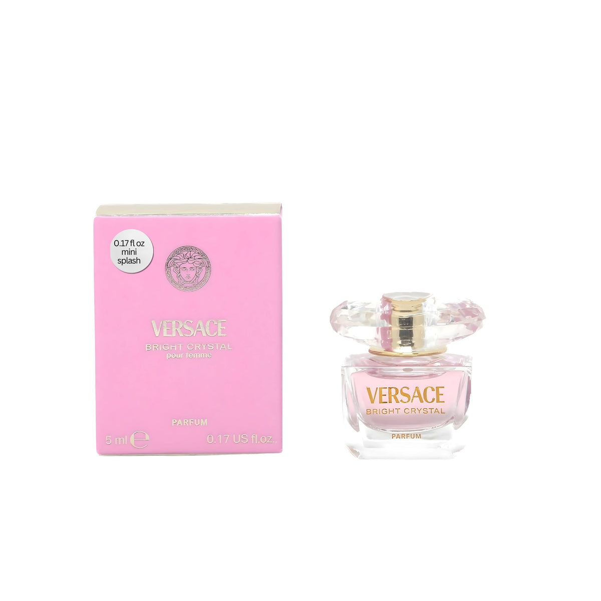 Versace Bright Crystal Pour Femme Perfume for Women Mini EDP Splash 0.17 Ounce(0.17 Fl Oz)